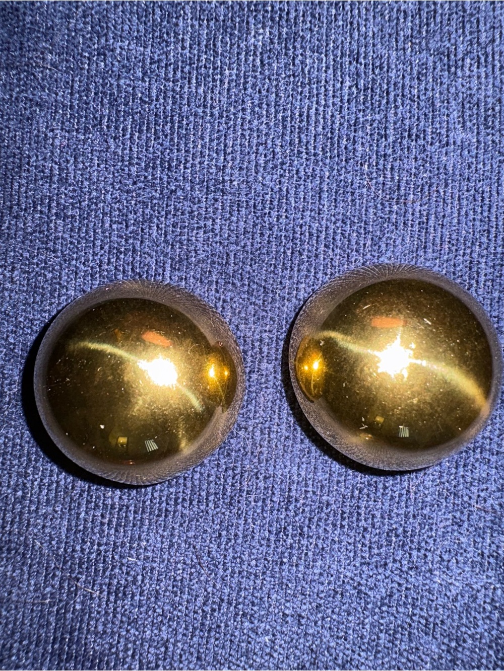 Round Gold Tone Dome Earrings - Stainless Steel Shiny Button Style
